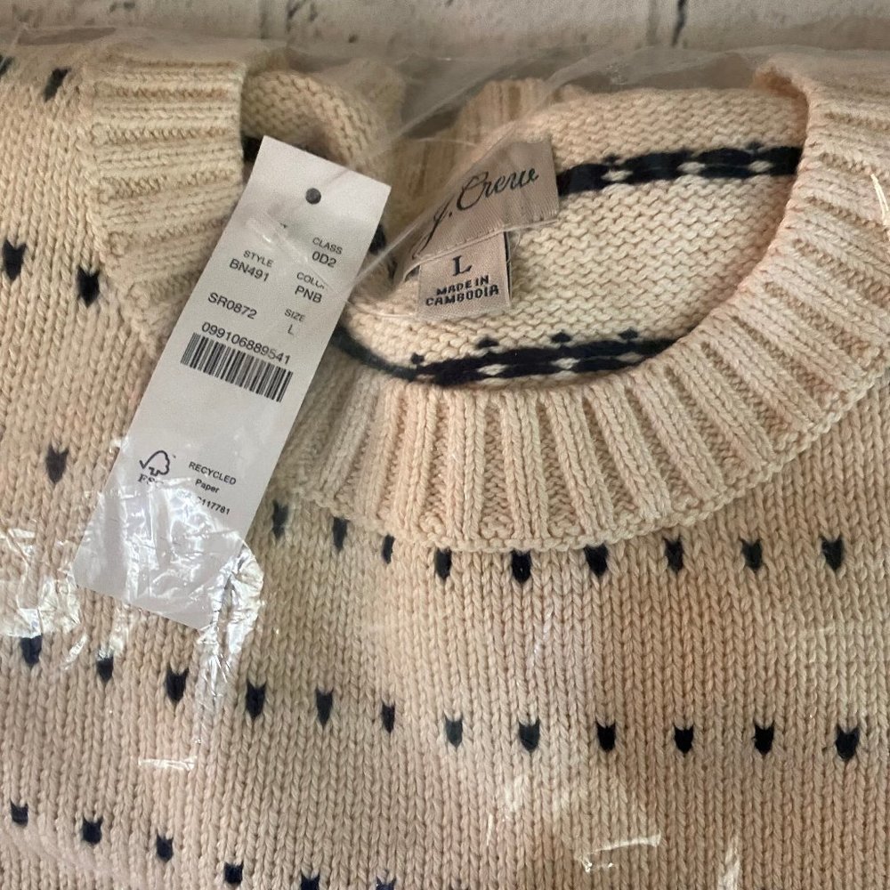 J. Crew Heritage cotton sweater in bird's-eye stitch L - Picture 9 of 10